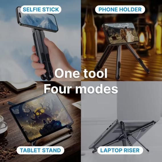 Magnetic Base and 8-level Height Adjustment Stand For iPhone iPad Laptop