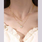Double Layer Clavicle Chain Necklace Jewelry Zircon Butterfly Pendant Necklace (Gold)